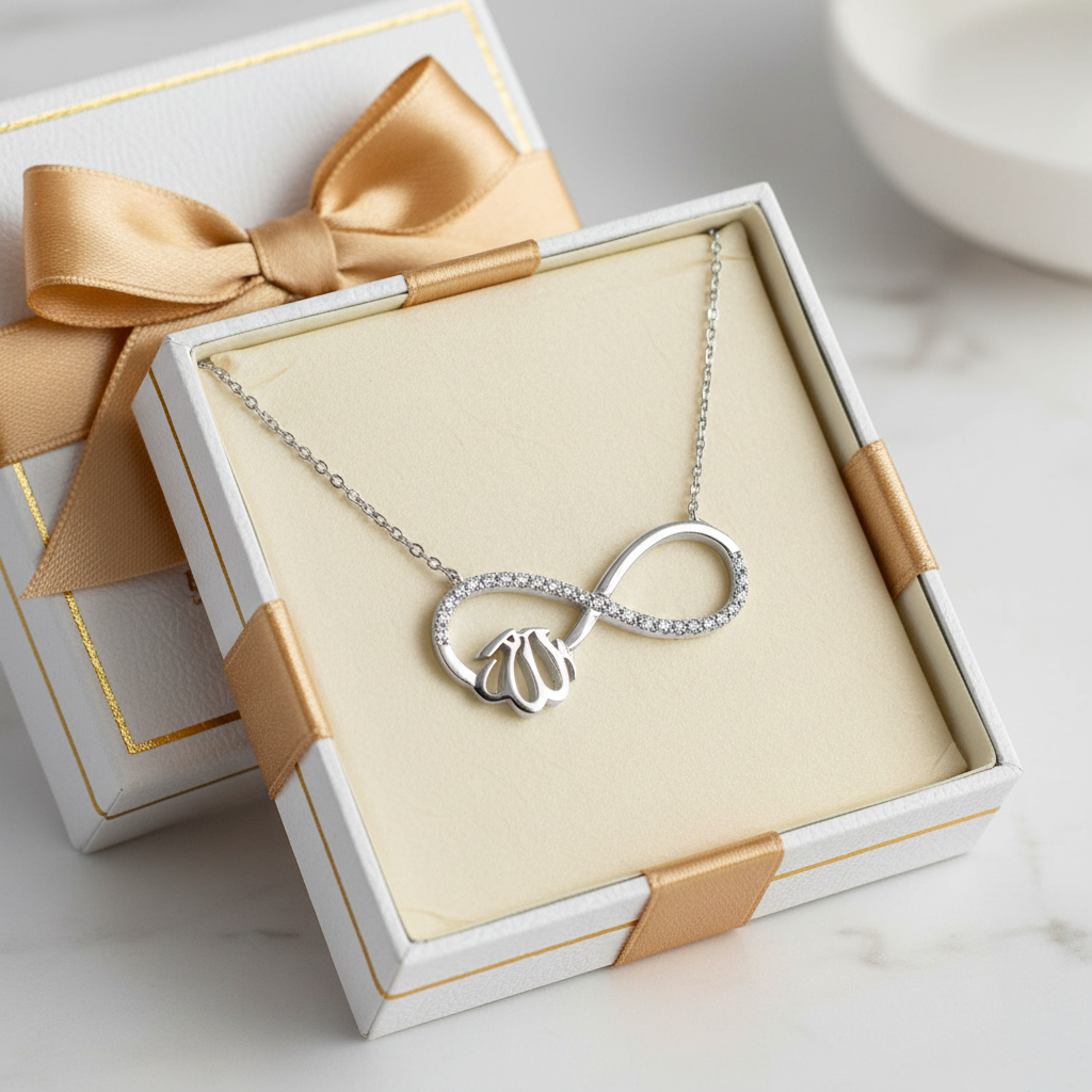 Silver Allah Infinity Necklace - Gift