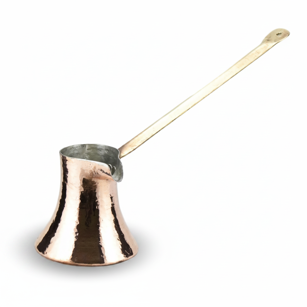 Trabzon copper cezve 2-cup white background