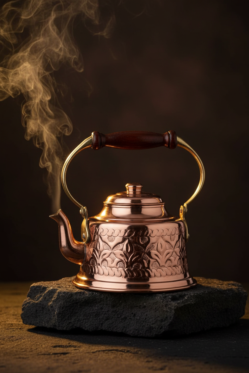 Copper Hand-Engraved Teapot - Cinematic