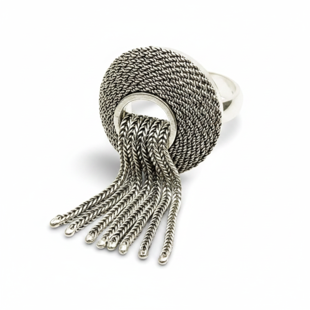 Silver Filigree Ring – White Background