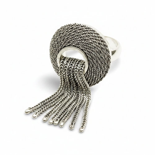 Silver Filigree Ring – White Background