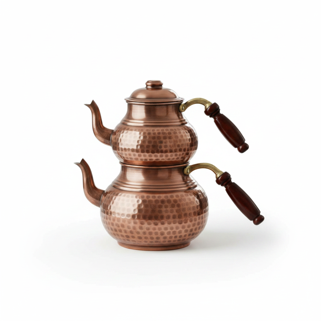 Copper Classic Teapot - White Background AI