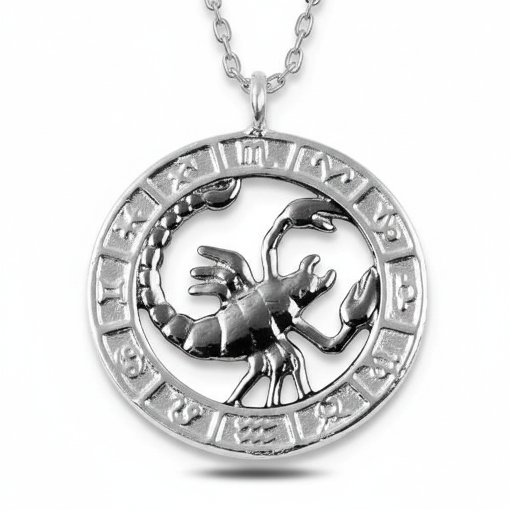 Silver Scorpio Zodiac Women's Necklace - Macro