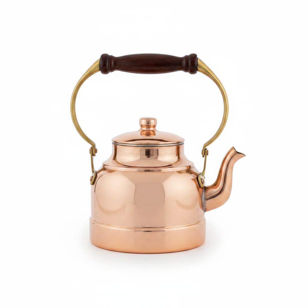 Copper Çayyolu Teapot - White Background AI