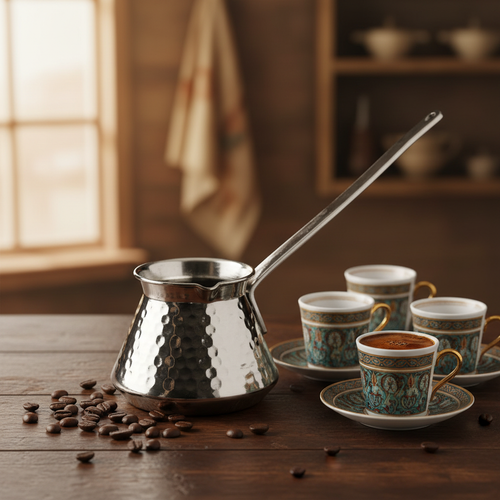 Antep nickel topak copper handle cezve 5-cup lifestyle