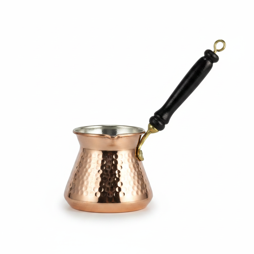 Antep topak 225ml hammered copper cezve white background