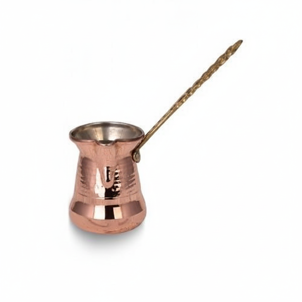 Sultan Thin 450ml brass handle copper cezve white background