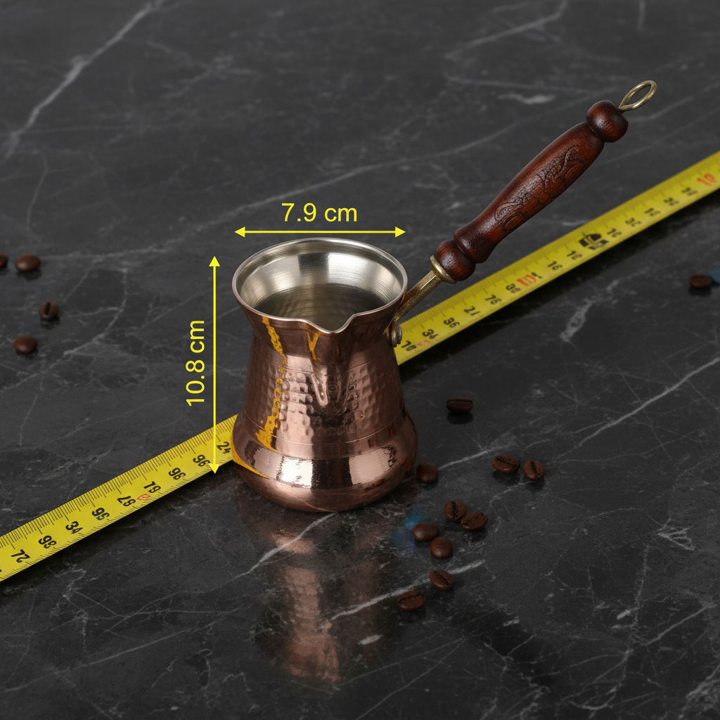 Sultan 350ml copper cezve dimensions 7.9cm x 10.8cm