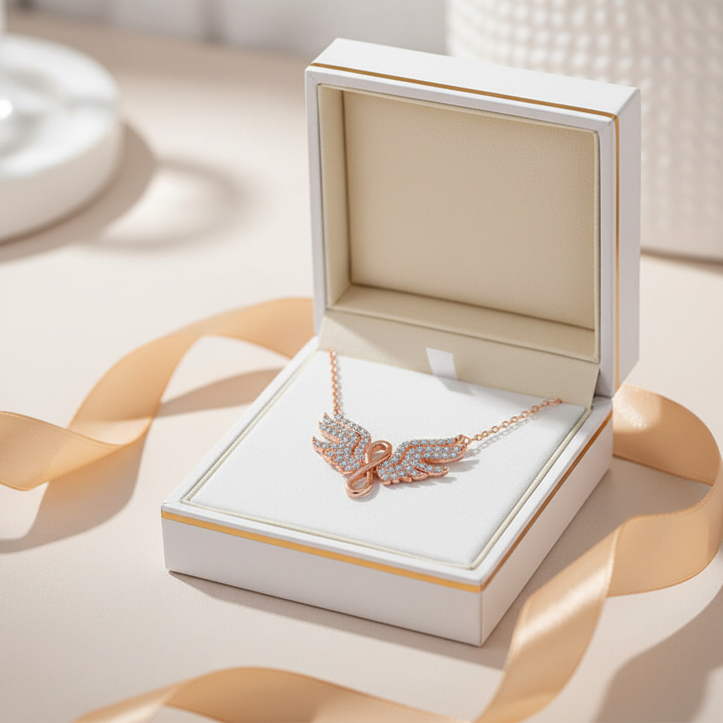 Rose Gold Angel Wings Infinity Necklace - Gift
