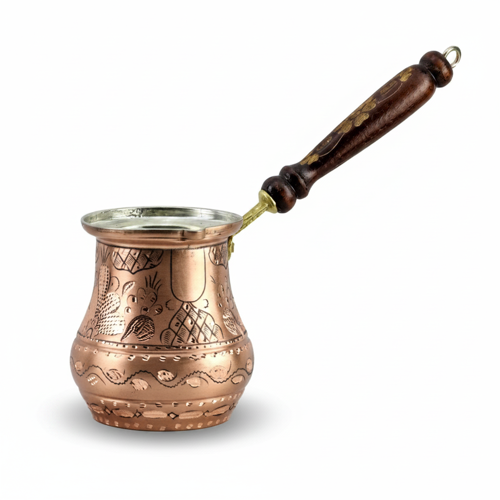 Erzincan floral copper cezve 7-8 cup white background