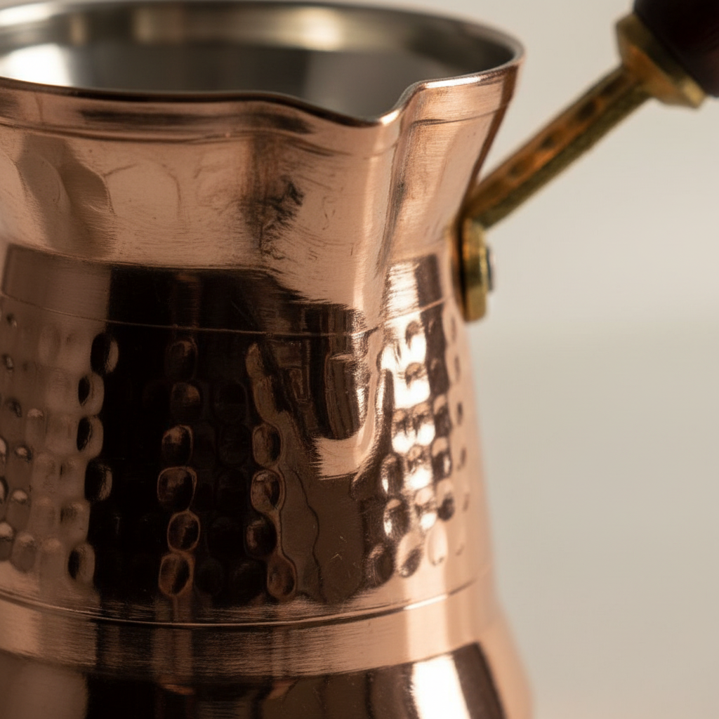 Sultan Thin 350ml copper cezve macro texture