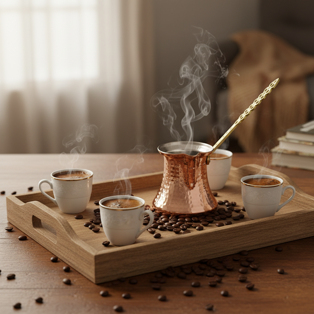 Kervan 390ml copper cezve lifestyle