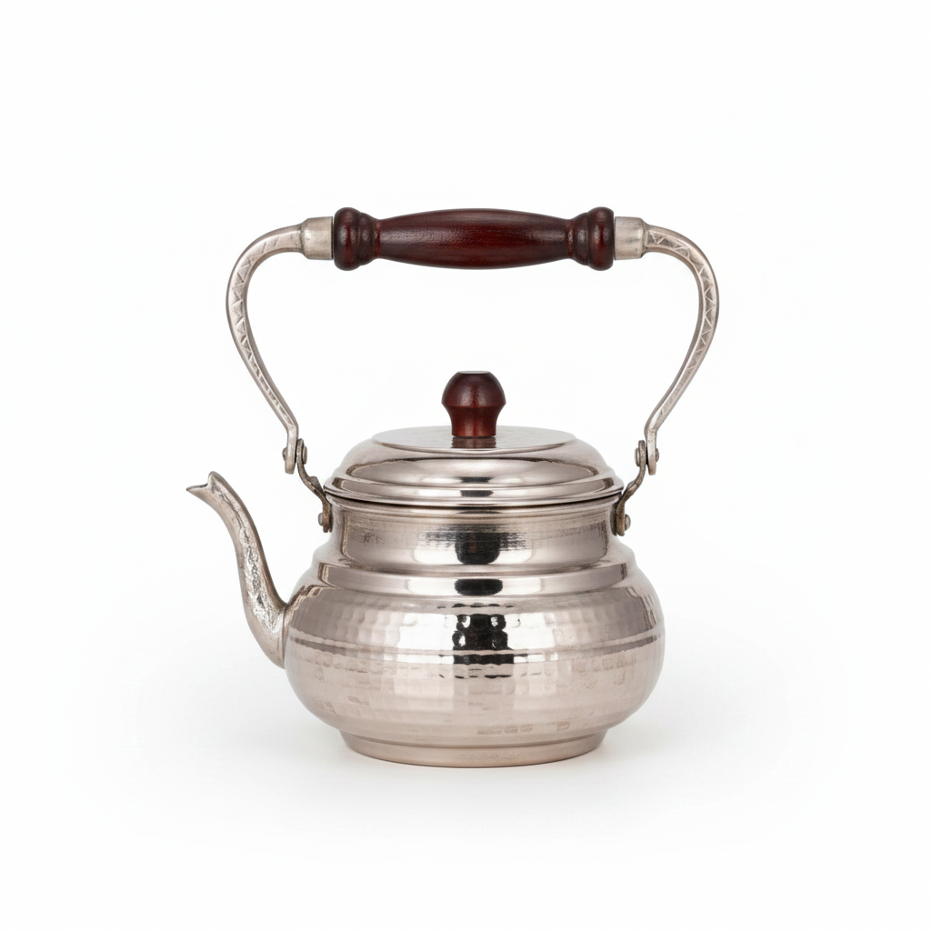 Copper Italian Teapot Nickel - White Background AI