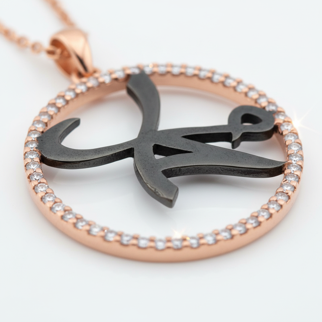 Silver Muhammad Calligraphy Women's Necklace - Macro