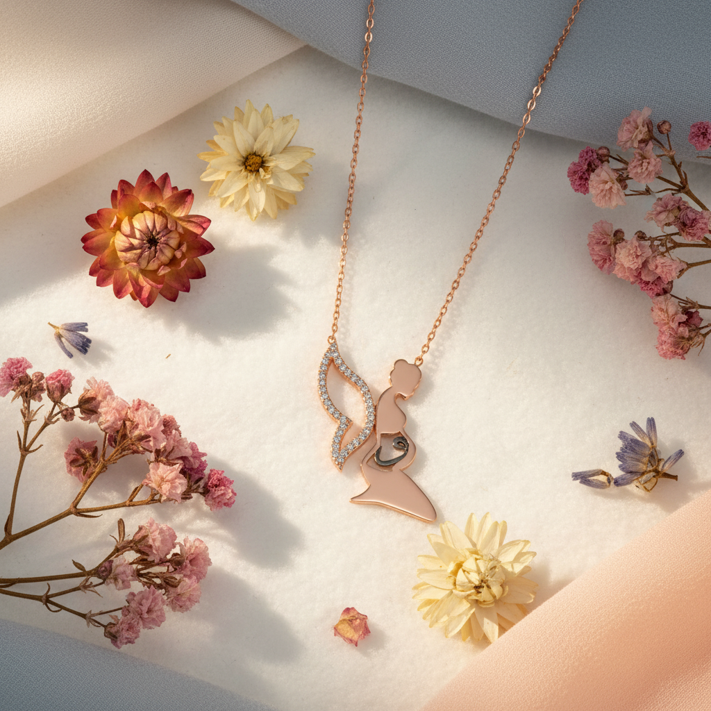 Silver Mother & Child Vav Women's Necklace - Lifestyle