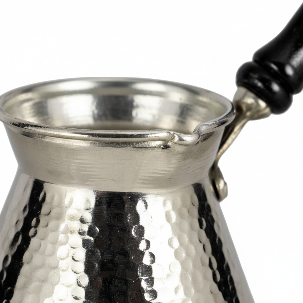 Antep nickel topak 225ml cezve macro texture