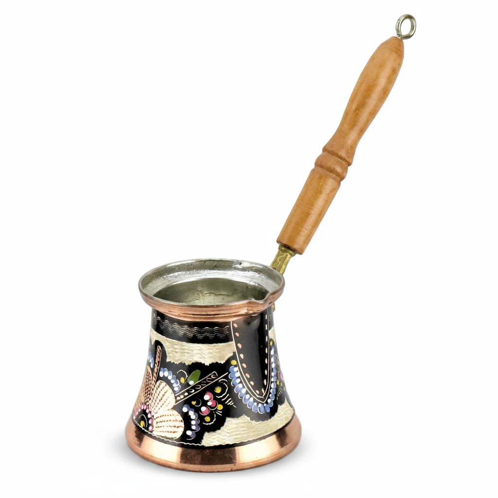 Erzincan floral copper cezve white background