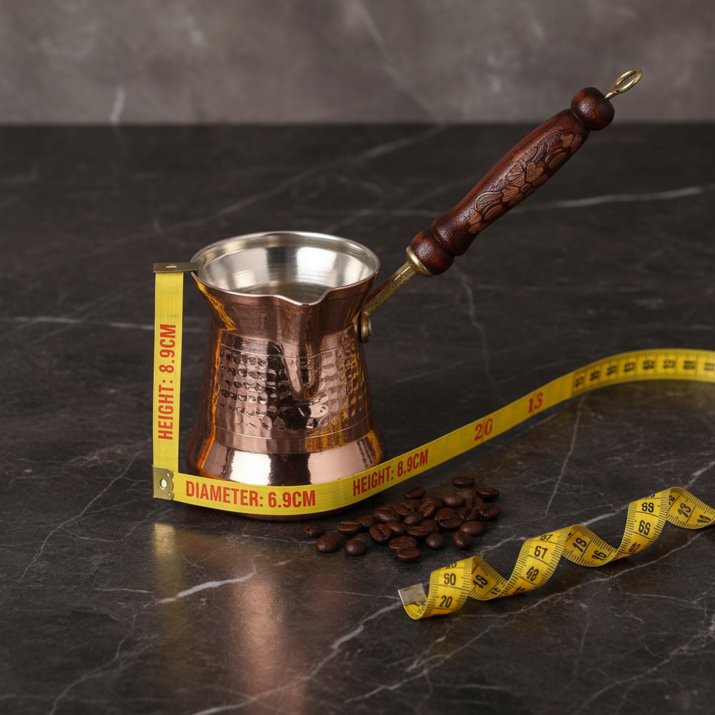 Sultan 200ml copper cezve dimensions 6.9cm x 8.9cm
