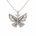 Silver Filigree Butterfly Women's Necklace - White Background