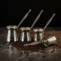 Antep keski nickel-plated copper cezve set 4-piece lifestyle main photo