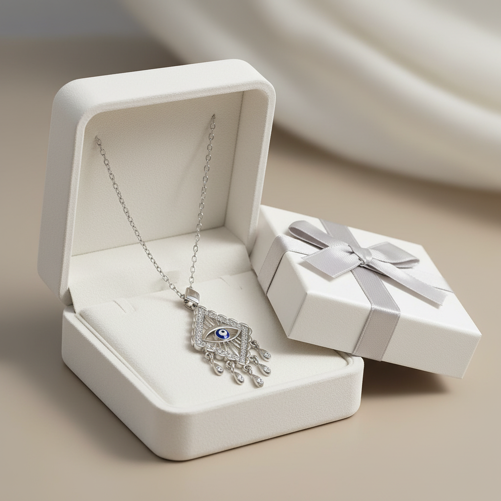 Silver Evil Eye Women's Necklace - Gift