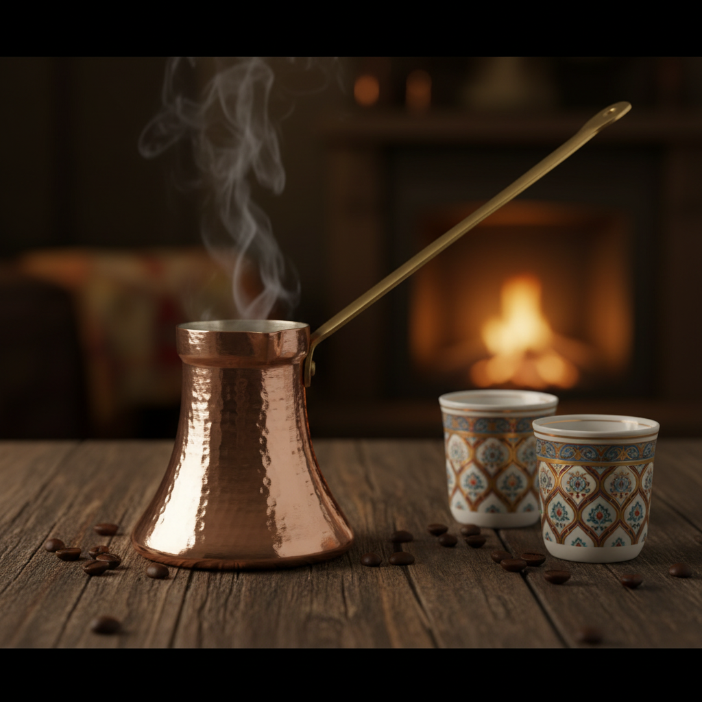 Trabzon copper cezve 2-cup lifestyle