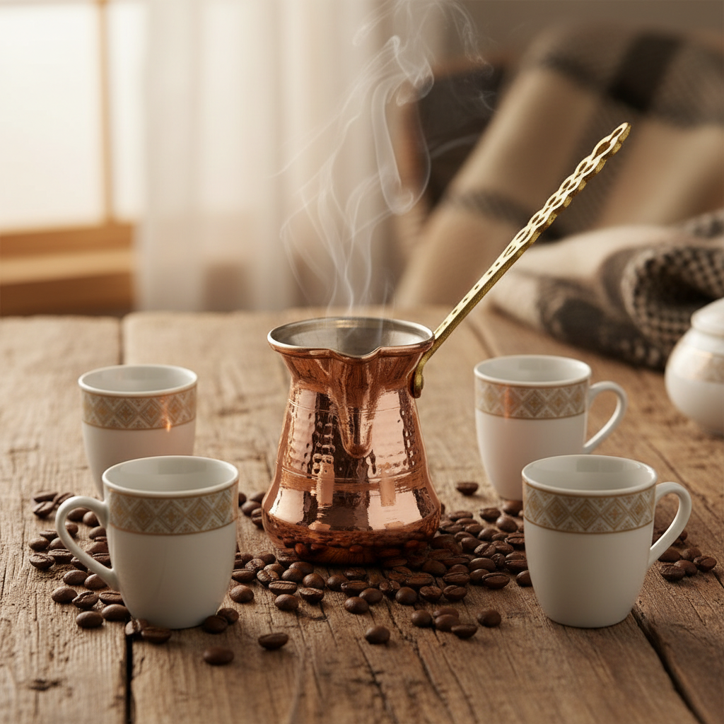 Sultan 450ml brass handle copper cezve lifestyle