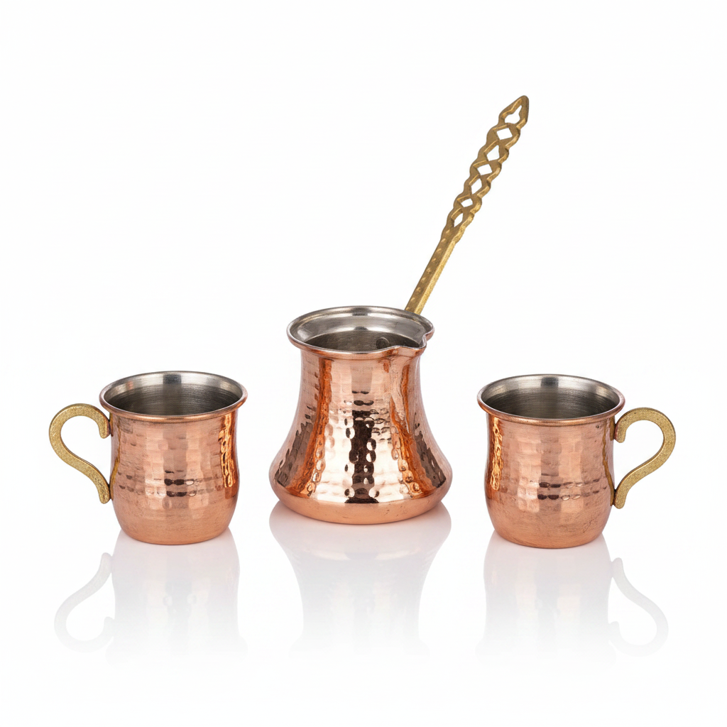 Kervan Thick 250ml copper cezve white background