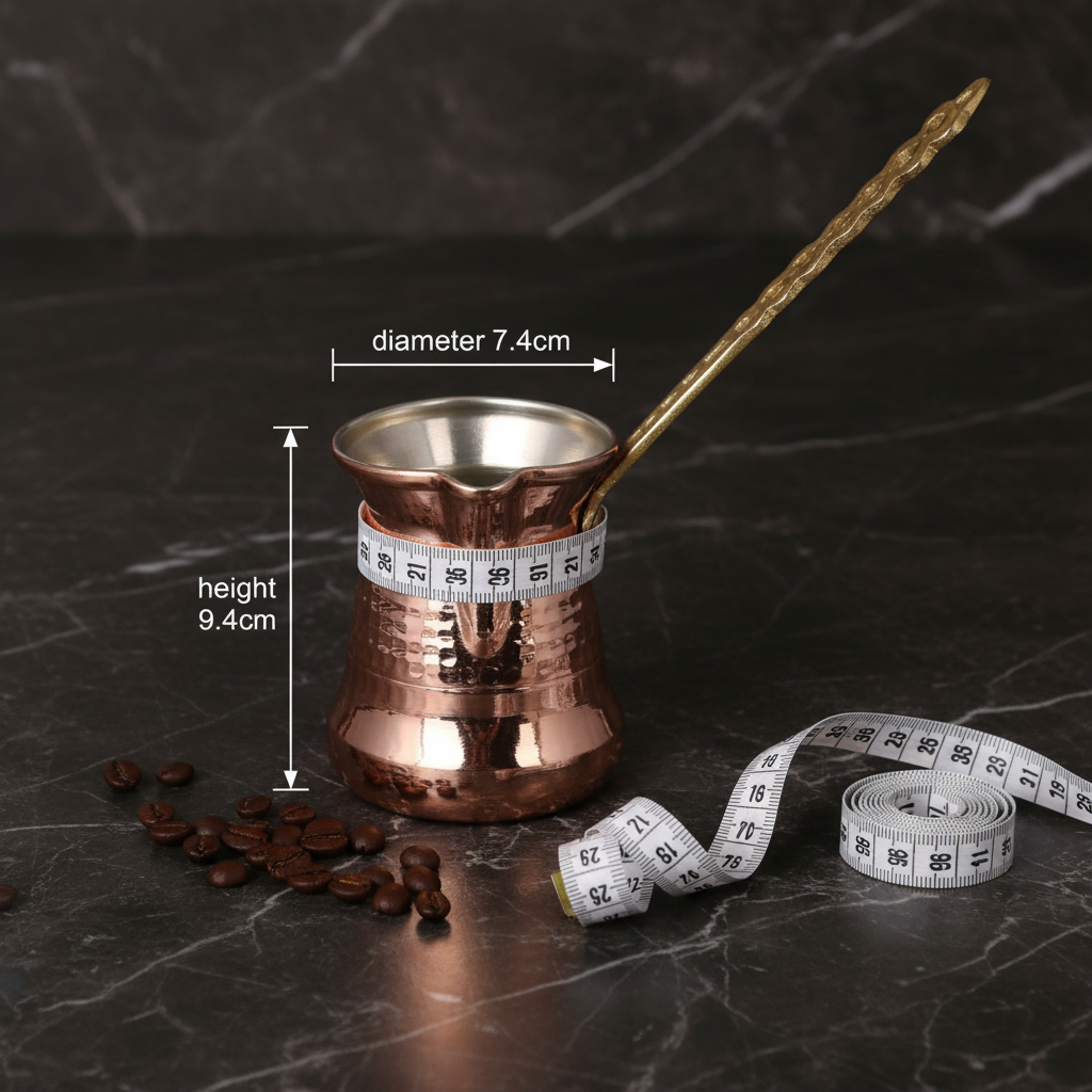 Sultan 250ml brass handle copper cezve dimensions 7.4cm x 9.4cm