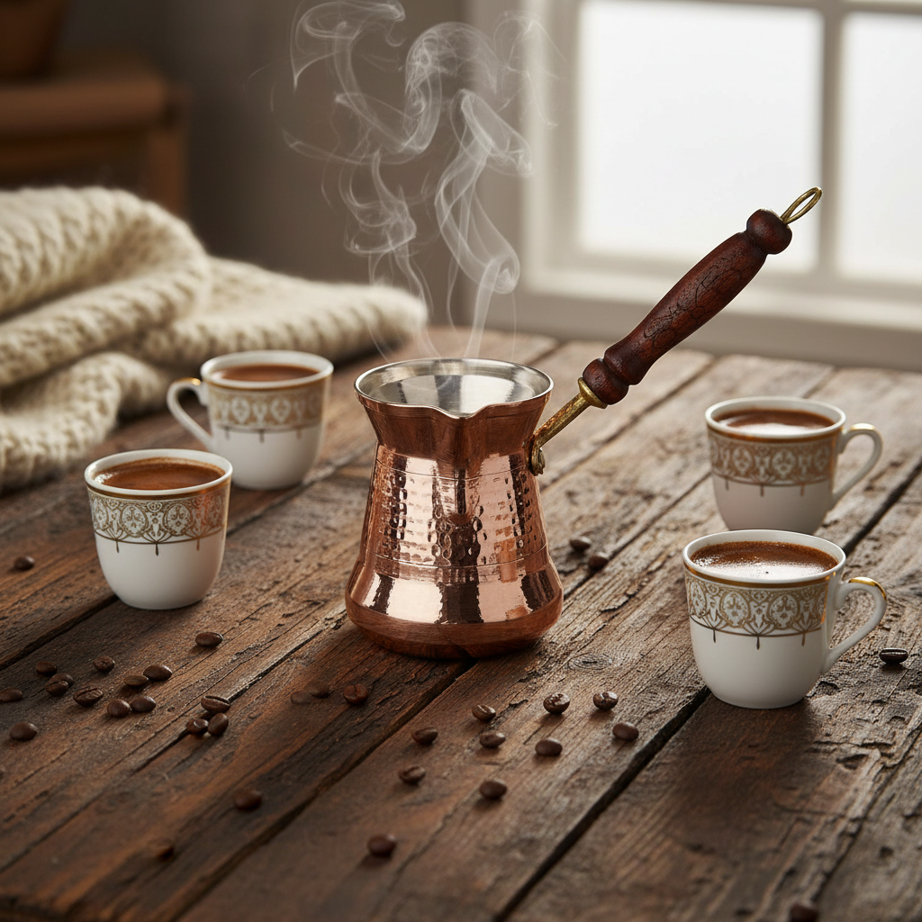 Sultan 450ml copper cezve lifestyle