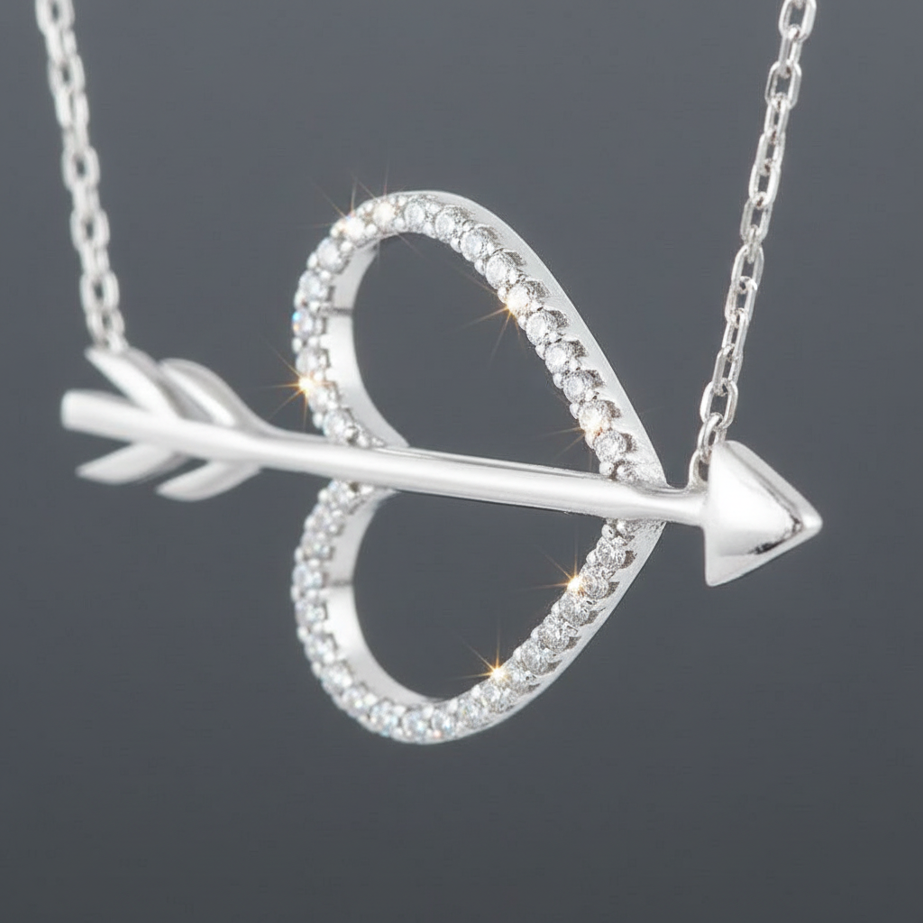 Silver Love Arrow Women's Necklace - Macro