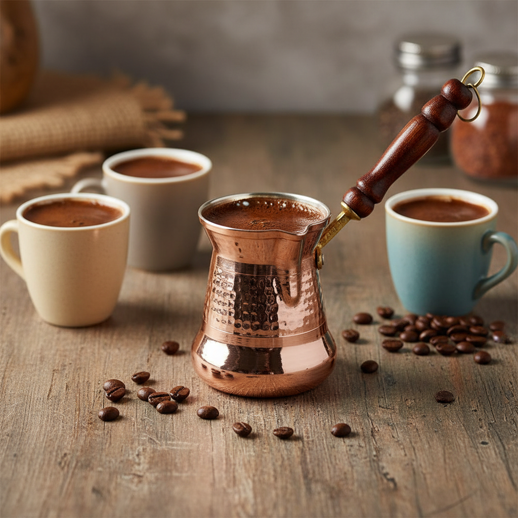 Sultan Thin 350ml copper cezve lifestyle