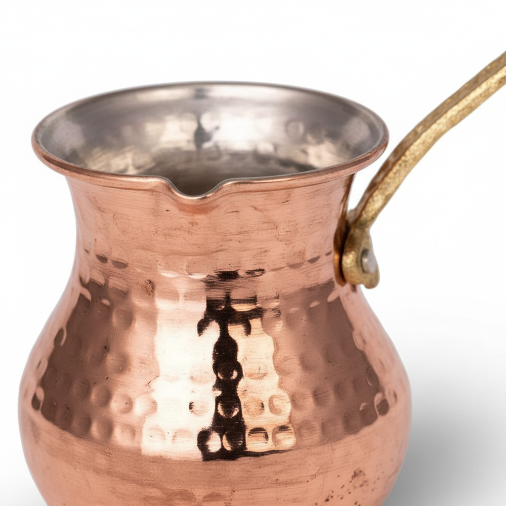 Eylül 150ml copper cezve hammered texture macro