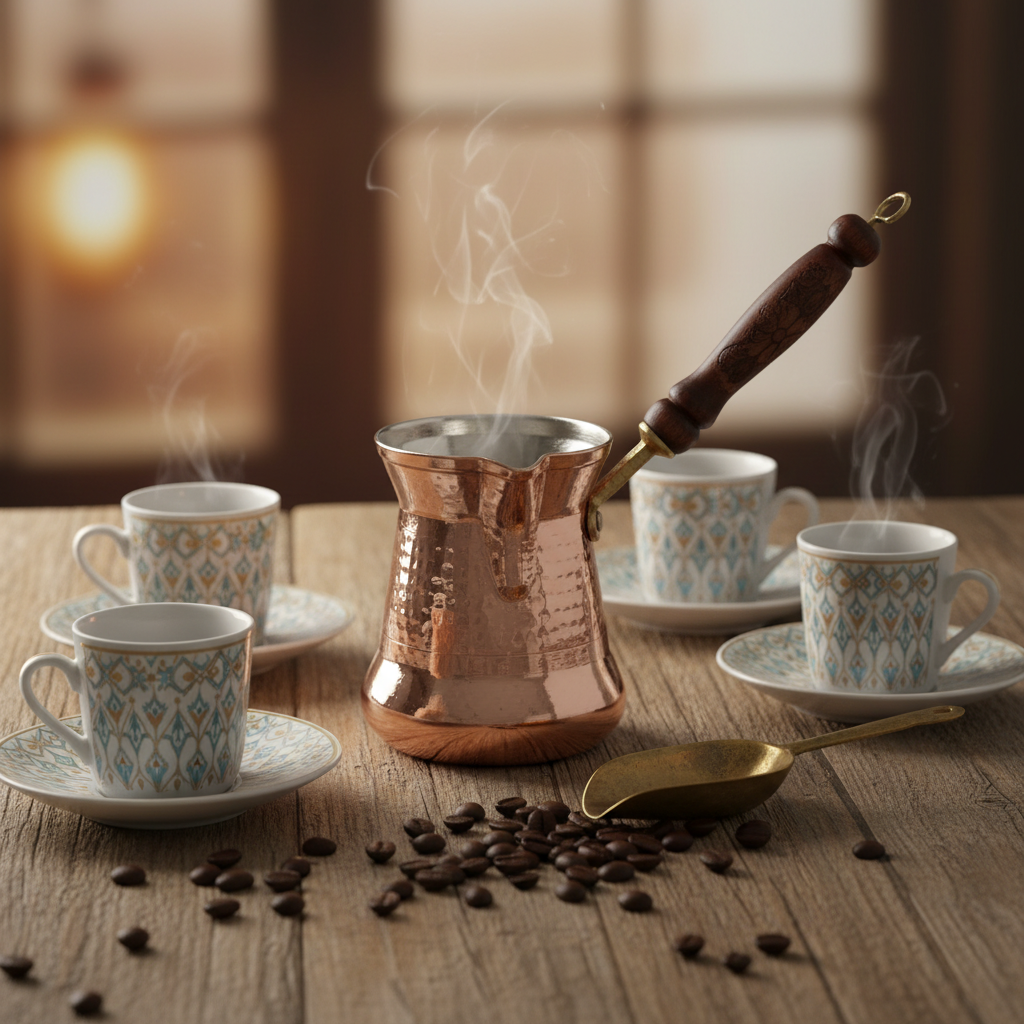 Sultan Thin 450ml copper cezve lifestyle