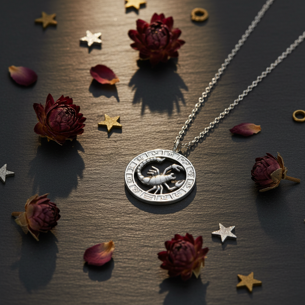 Silver Scorpio Zodiac Women's Necklace - Lifestyle