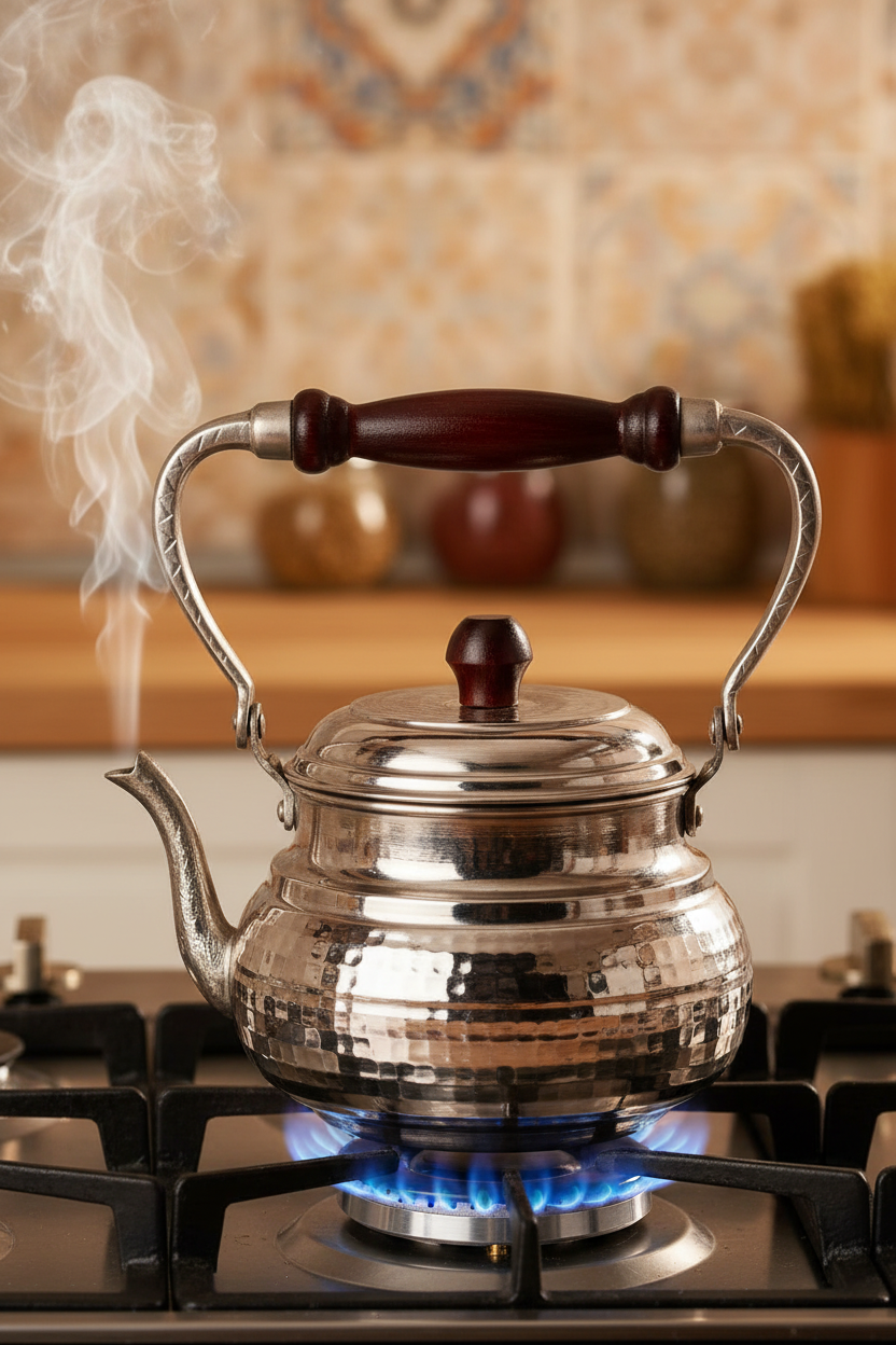 Copper Italian Teapot Nickel - Stove Top AI