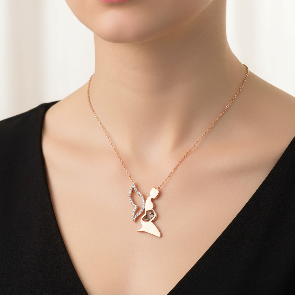 Silver Mother & Child Vav Women's Necklace - Model