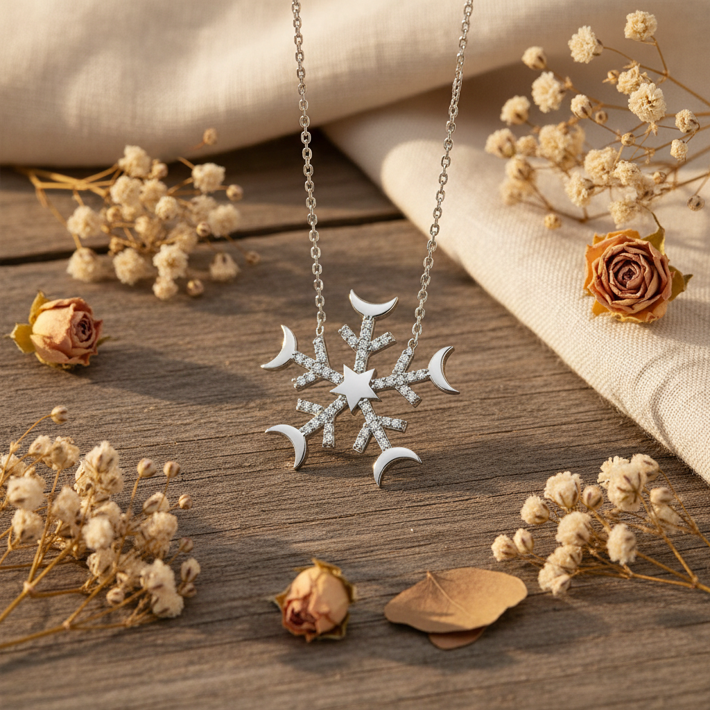 Silver Snowflake Necklace - Lifestyle