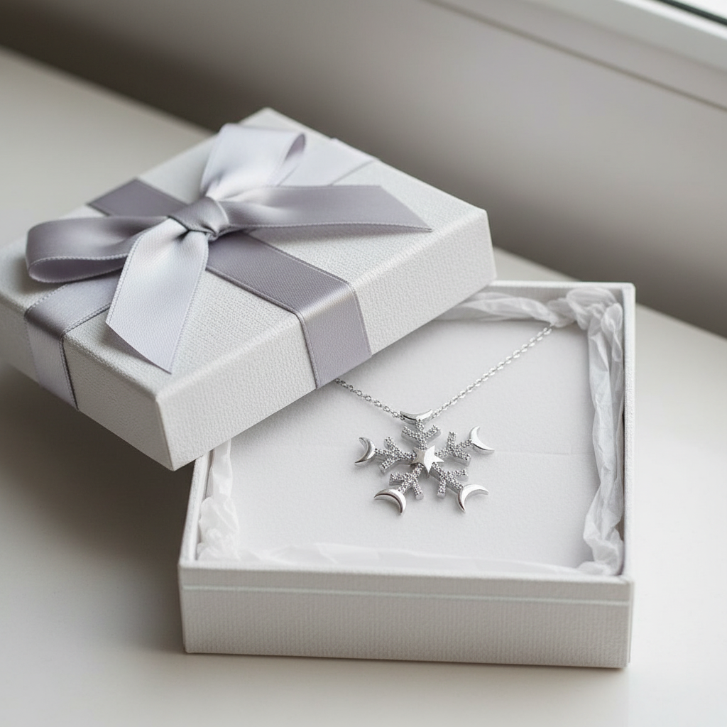 Silver Snowflake Necklace - Gift
