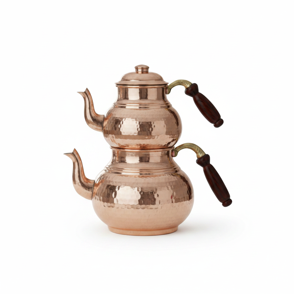Copper Classic Teapot - White Background AI