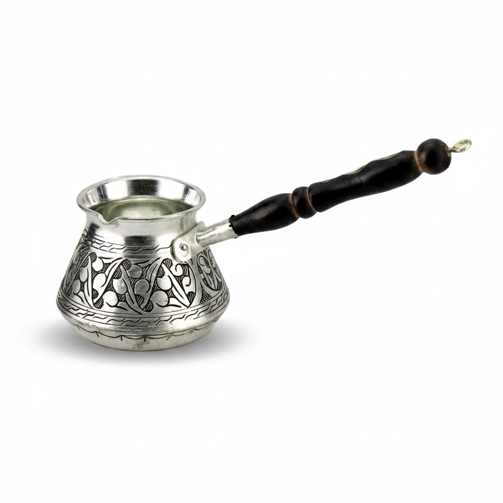 Antep eskitme topak cezve 3-cup white background