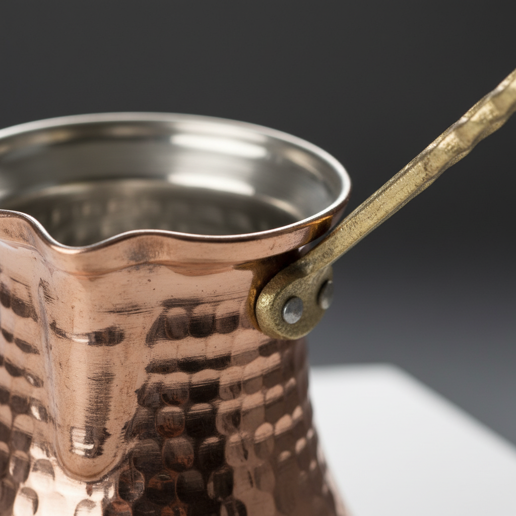 Kervan 90ml copper cezve macro texture
