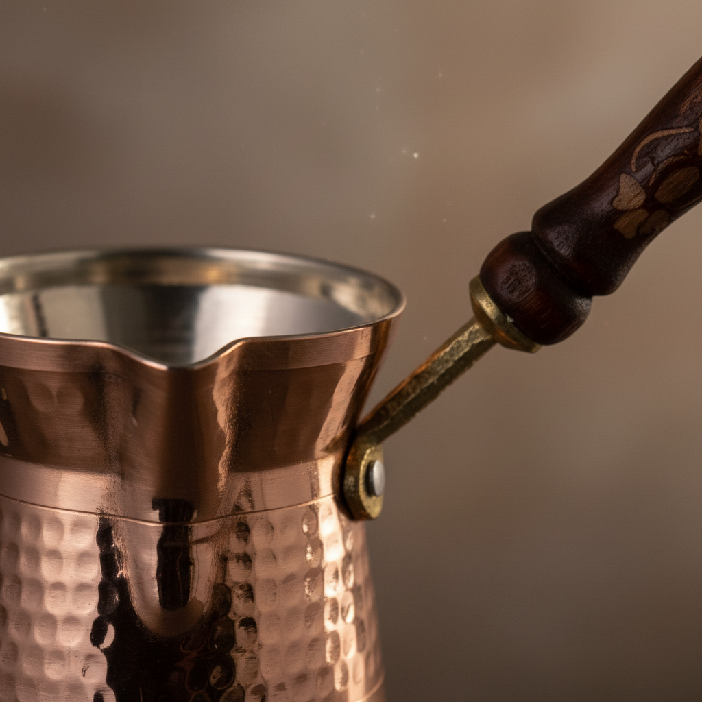 Sultan 250ml copper cezve macro texture