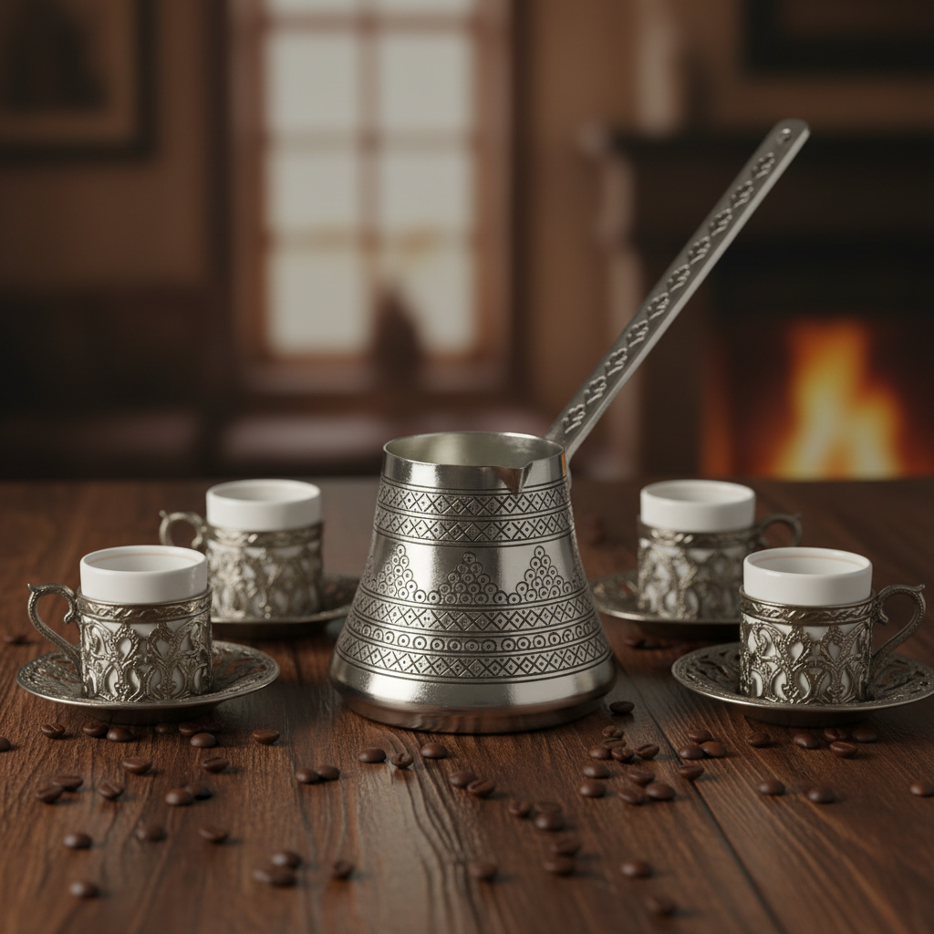 Antep zimba silver copper cezve 5-cup lifestyle