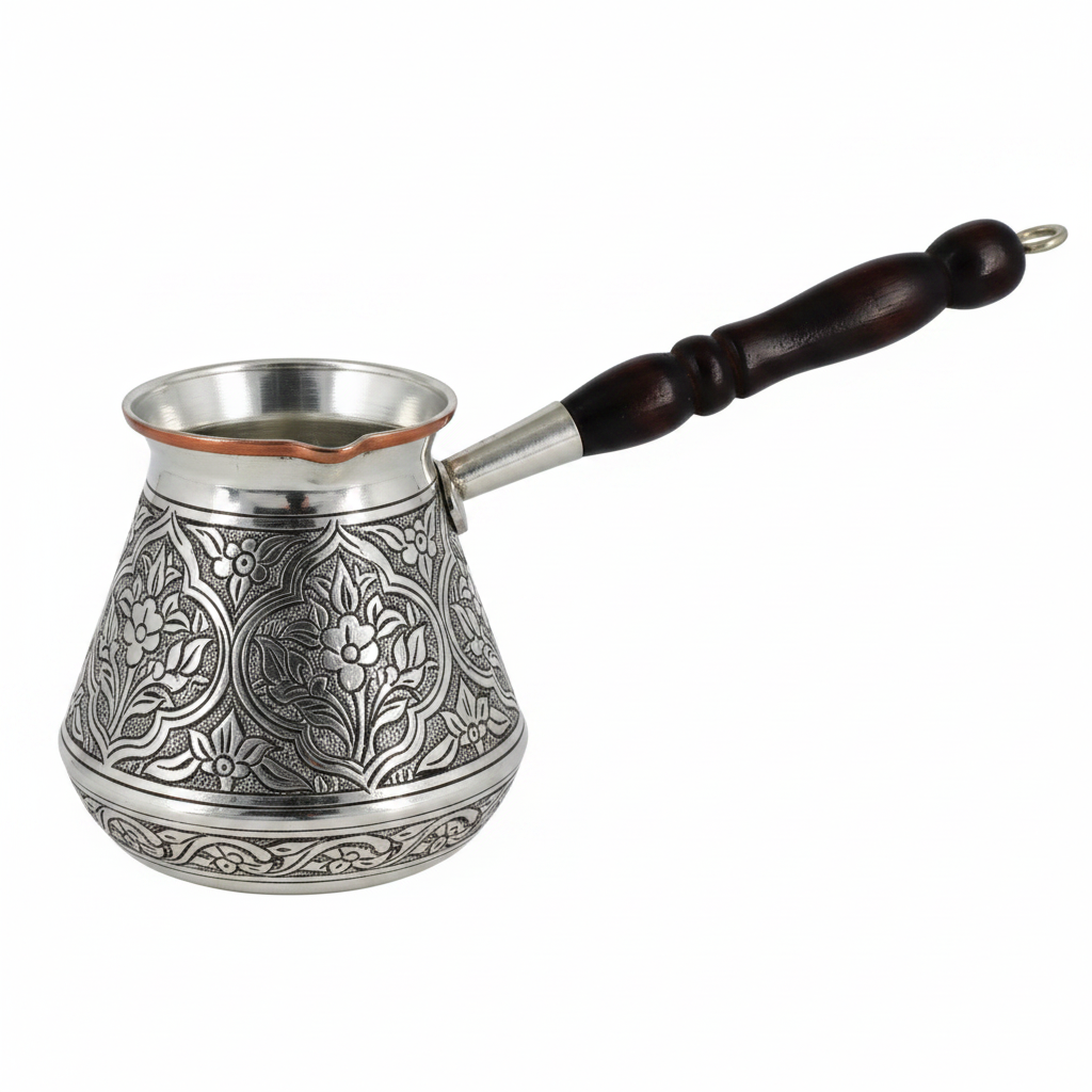 Elit Külhan 580ml engraved copper cezve white background