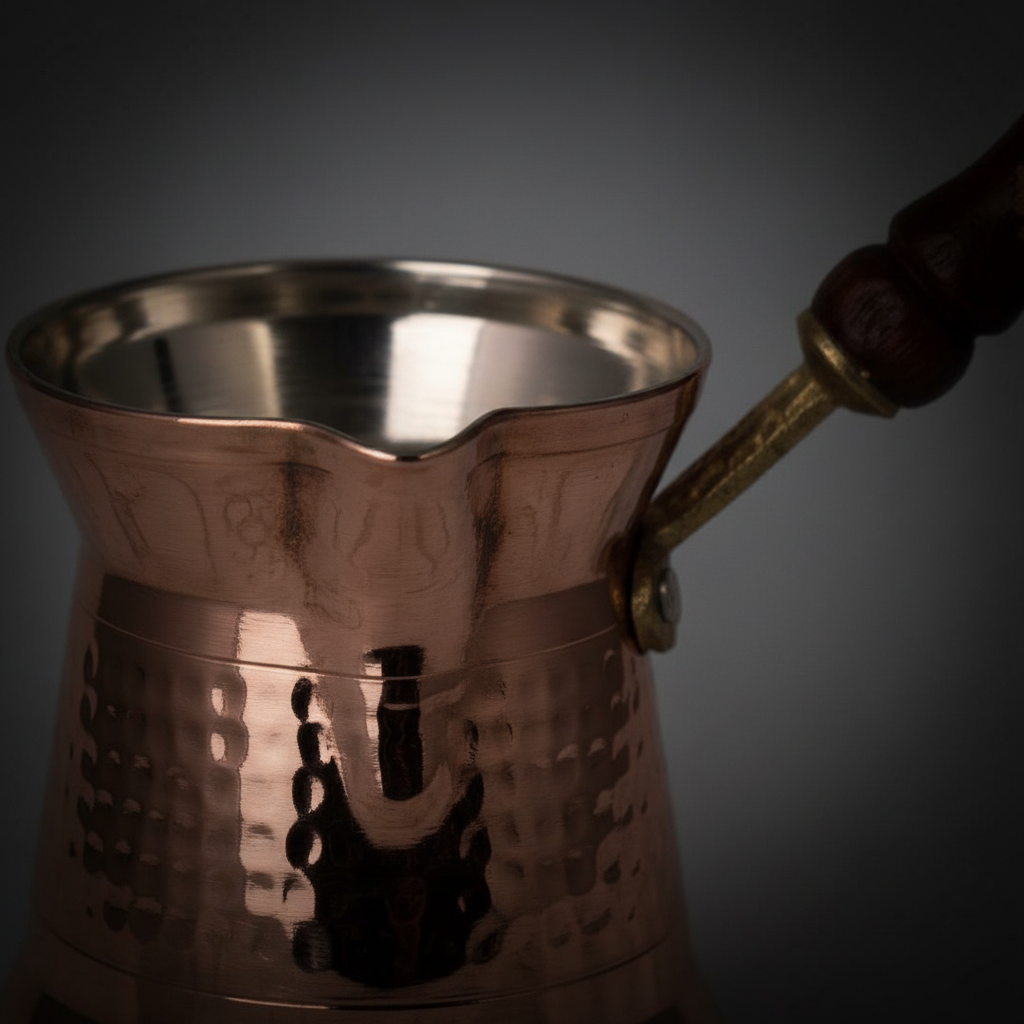 Sultan 550ml copper cezve macro texture