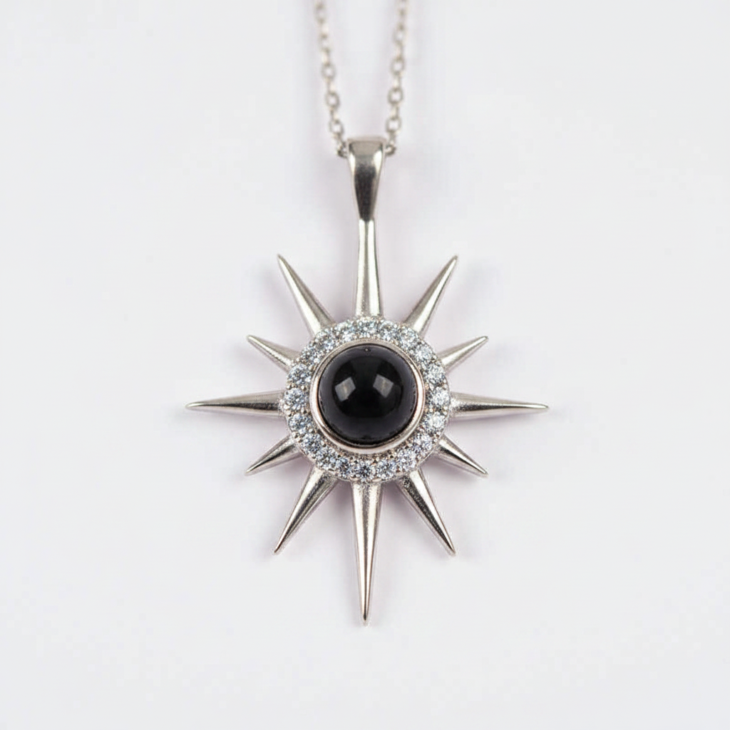 Silver I Love You in 100 Languages North Star Women's Necklace - Macro