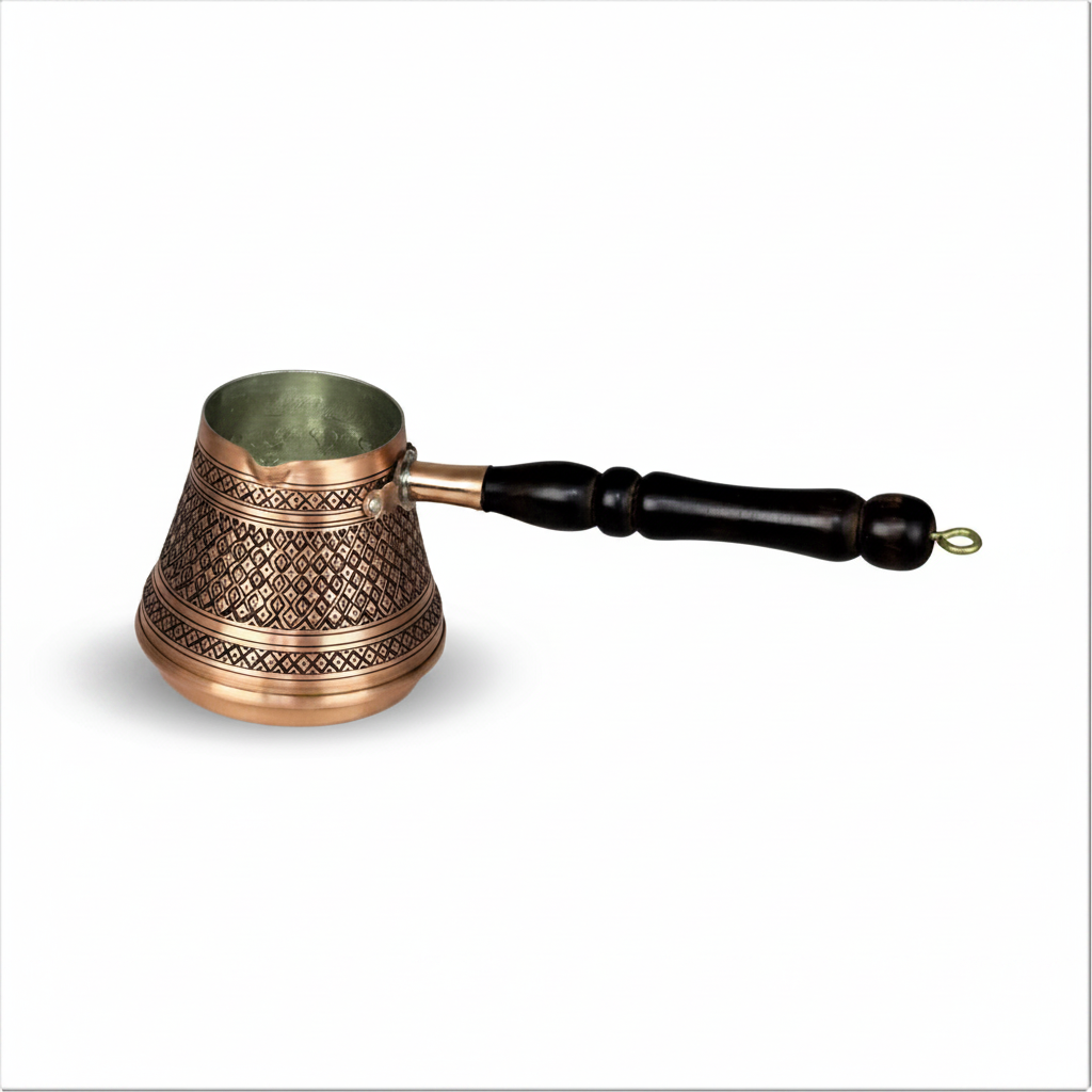 Antep keski diamond copper cezve white background