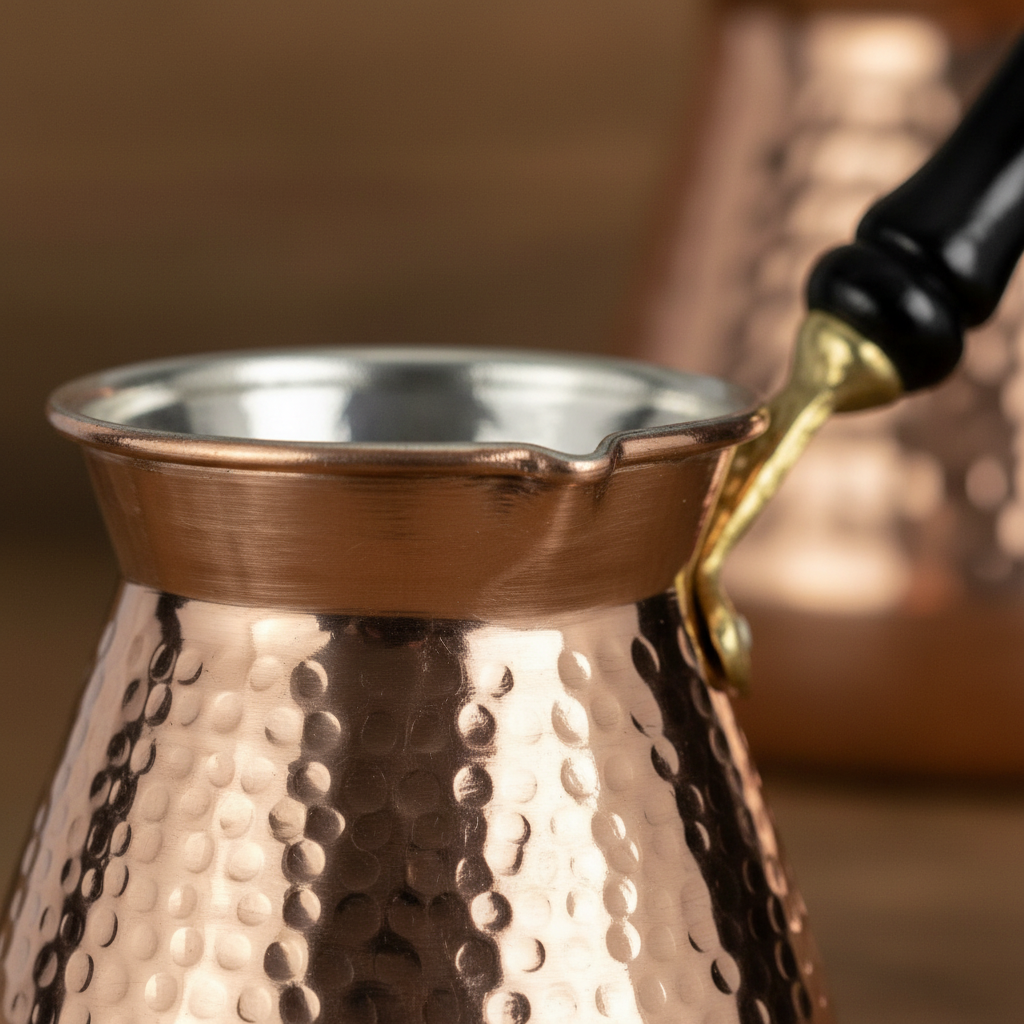 Antep topak 500ml copper cezve macro texture
