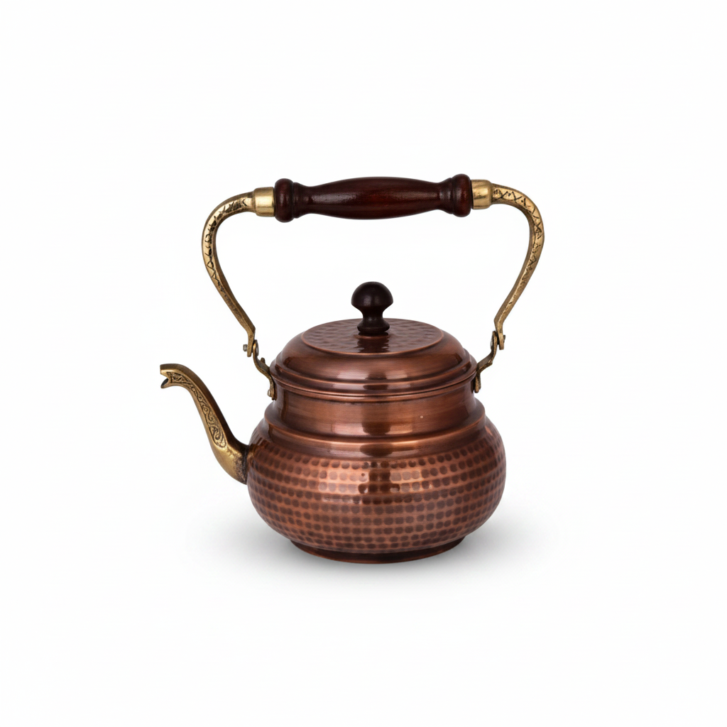 Copper Italian Teapot Oxide - White Background AI